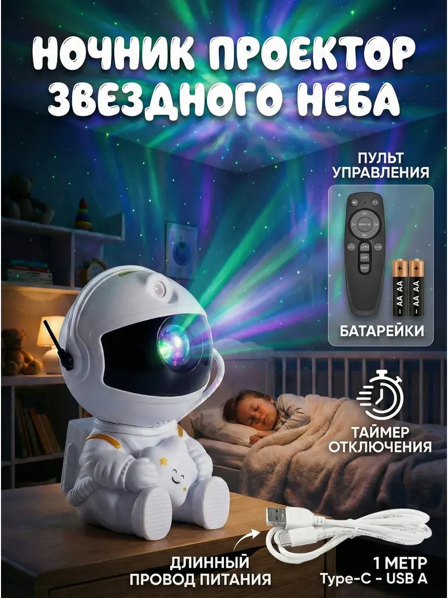 Ночник-проектор звёздного неба «Космонавт»