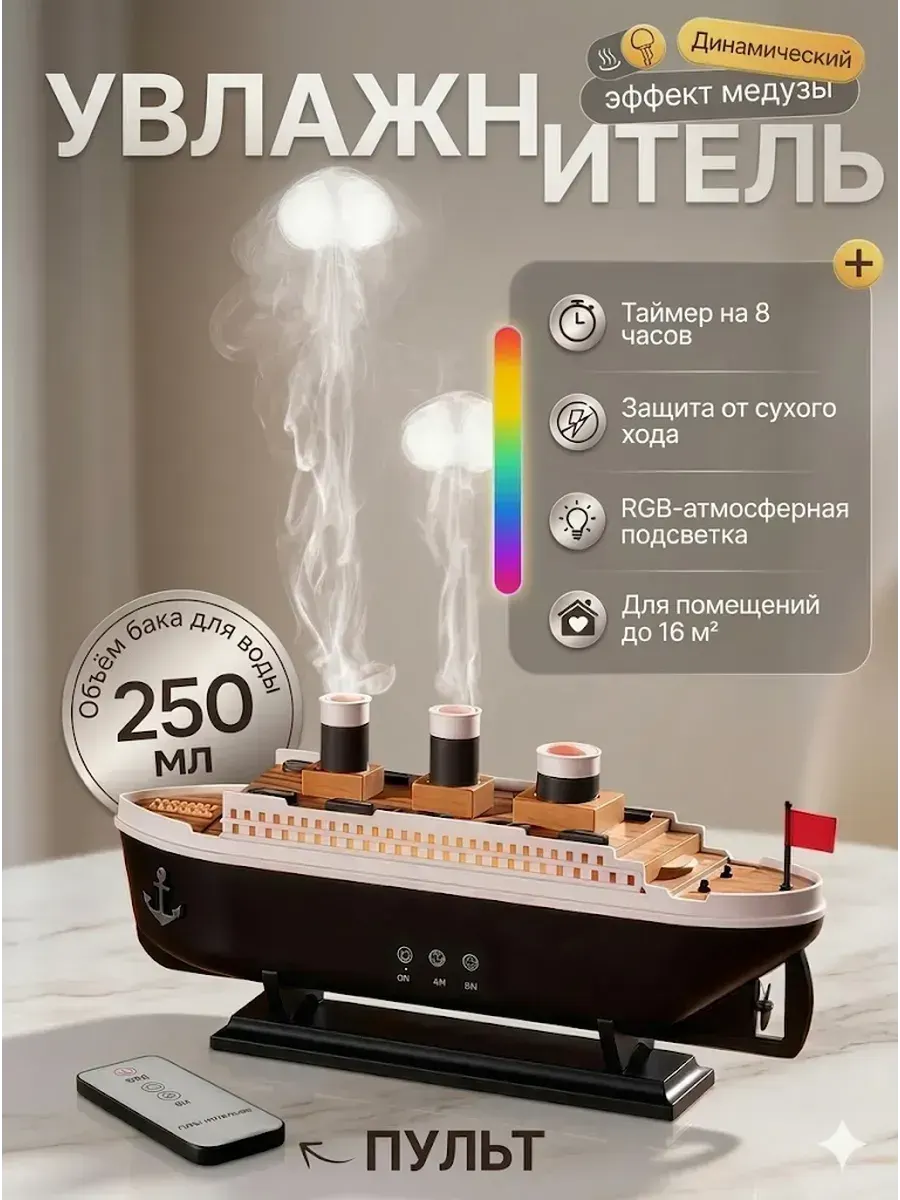 Увлажнитель воздуха — аромадиффузор «Титаник» с подсветкой